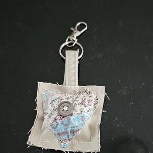 Handmade Fabric Heart Keychain